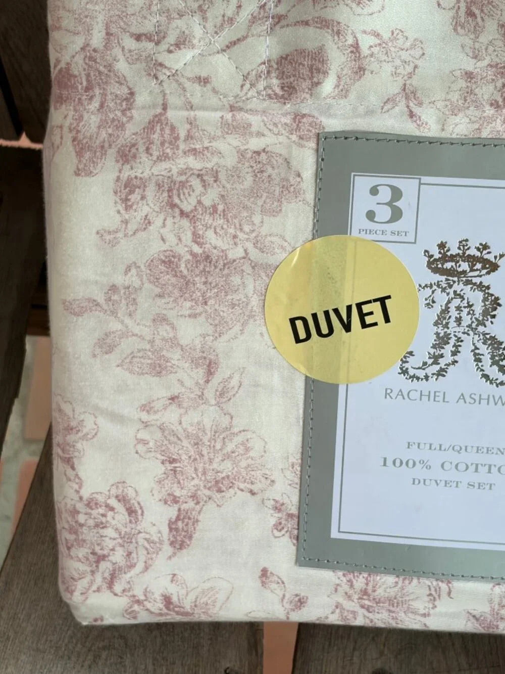 Rachel Ashwell Shabby FULL QUEEN Size Cotton Duvet Set Distressed Red Floral